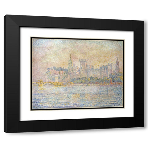 Avignon, Morning Black Modern Wood Framed Art Print with Double Matting by Signac, Paul