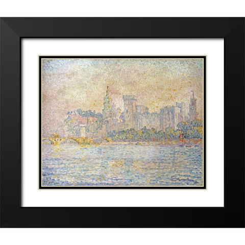 Avignon, Morning Black Modern Wood Framed Art Print with Double Matting by Signac, Paul
