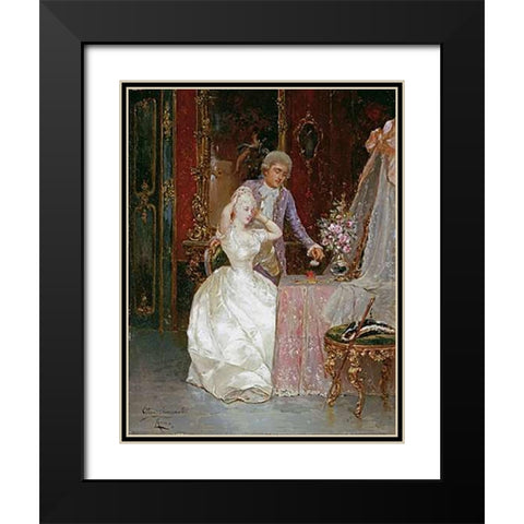 In The Boudoir Black Modern Wood Framed Art Print with Double Matting by Simonetti, Ettore
