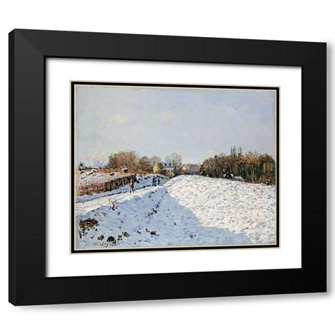 Snow at Argenteuil Black Modern Wood Framed Art Print with Double Matting by Sisley, Alfred
