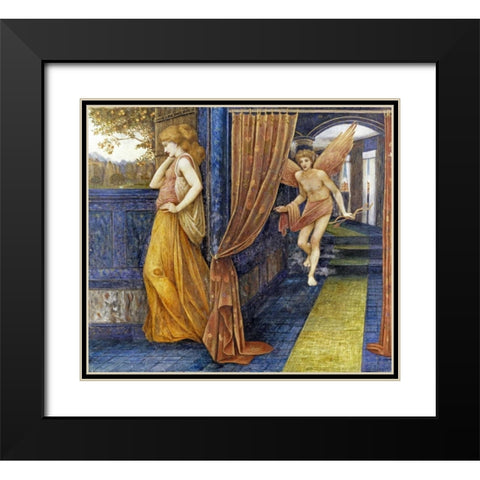 Cupid and Psyche Black Modern Wood Framed Art Print with Double Matting by Stanhope, John Roddam Spencer