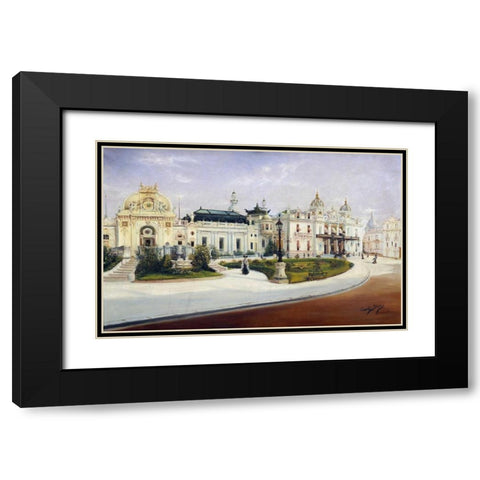The Casino, Monte Carlo Black Modern Wood Framed Art Print with Double Matting by Stevens, Charles