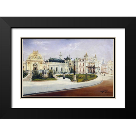 The Casino, Monte Carlo Black Modern Wood Framed Art Print with Double Matting by Stevens, Charles