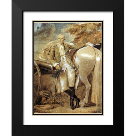 General Nathaniel Green Black Modern Wood Framed Art Print with Double Matting by Stothard, Thomas