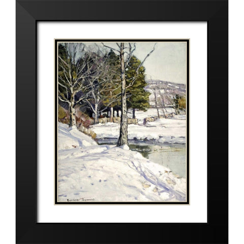 The Old Stone Wall Black Modern Wood Framed Art Print with Double Matting by Symons, George Gardiner