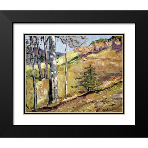 Spring Hillside Black Modern Wood Framed Art Print with Double Matting by Symons, George Gardiner