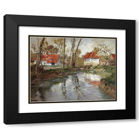 The Dairy at Quimperle Black Modern Wood Framed Art Print with Double Matting by Thaulow, Fritz