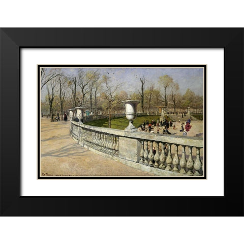 Jardin Du Luxembourg Black Modern Wood Framed Art Print with Double Matting by Thaulow, Fritz