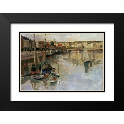 Dieppe Black Modern Wood Framed Art Print with Double Matting by Thaulow, Fritz