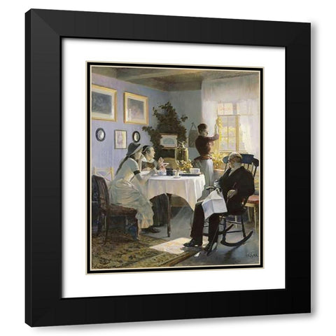 A Sunday Afternoon Black Modern Wood Framed Art Print with Double Matting by Thomsen, Carl