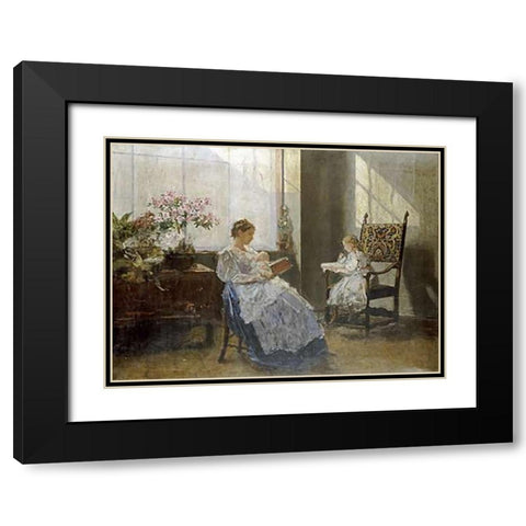 Mrs Leopoldine Masarai Black Modern Wood Framed Art Print with Double Matting by Tichy, Hans