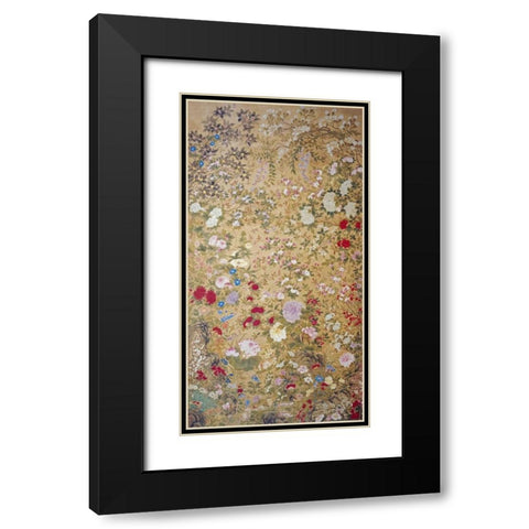 One Hundred Flowers Black Modern Wood Framed Art Print with Double Matting by Tingxi, Jiang