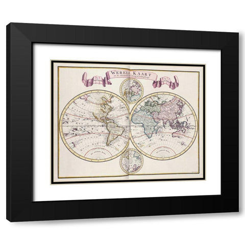 Nieue Hand-Atlas Black Modern Wood Framed Art Print with Double Matting by Tirion, Isaak