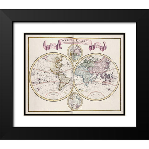 Nieue Hand-Atlas Black Modern Wood Framed Art Print with Double Matting by Tirion, Isaak