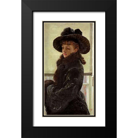 Mavourneen, Portrait of Kathleen Newton Black Modern Wood Framed Art Print with Double Matting by Tissot, James Jacques