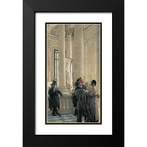 The North Stairs at The Louvre Black Modern Wood Framed Art Print with Double Matting by Tissot, James Jacques