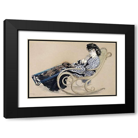 Study For The Last Evening Black Modern Wood Framed Art Print with Double Matting by Tissot, James Jacques