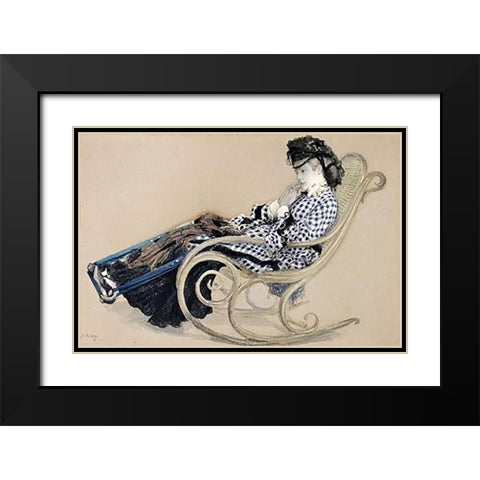 Study For The Last Evening Black Modern Wood Framed Art Print with Double Matting by Tissot, James Jacques