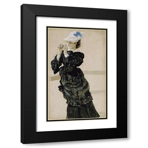 The Captains Daughter Black Modern Wood Framed Art Print with Double Matting by Tissot, James Jacques