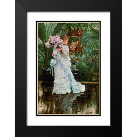 The Bunch of Lilacs Black Modern Wood Framed Art Print with Double Matting by Tissot, James Jacques