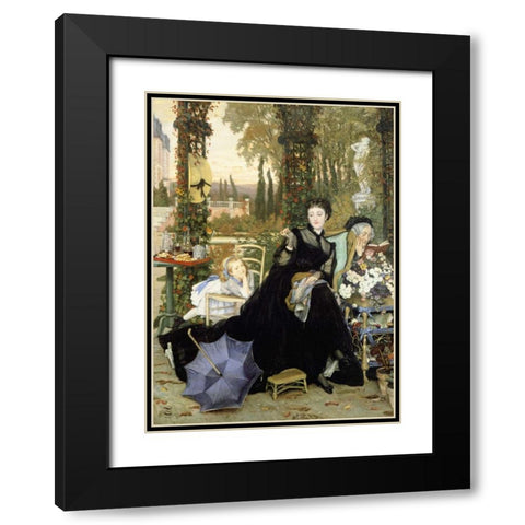 Une Veuve. a Widow Black Modern Wood Framed Art Print with Double Matting by Tissot, James Jacques