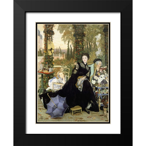 Une Veuve. a Widow Black Modern Wood Framed Art Print with Double Matting by Tissot, James Jacques