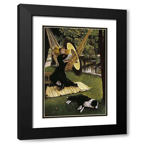 The Hammock Black Modern Wood Framed Art Print with Double Matting by Tissot, James Jacques