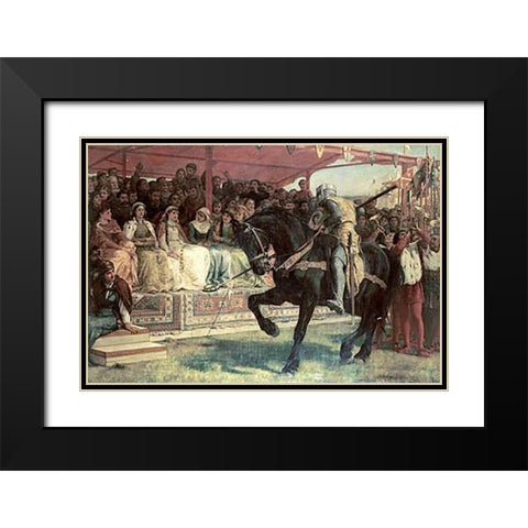 The Queen of The Tournament Black Modern Wood Framed Art Print with Double Matting by Topham, Frank William Warwick