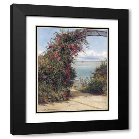 A Garden By The Sea Black Modern Wood Framed Art Print with Double Matting by Topham, Frank Willima Warwick