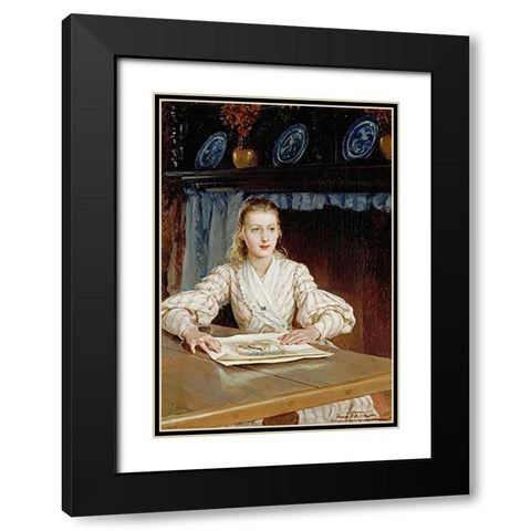 The Young Collector Black Modern Wood Framed Art Print with Double Matting by Topham, Frank William Warwick