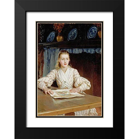 The Young Collector Black Modern Wood Framed Art Print with Double Matting by Topham, Frank William Warwick