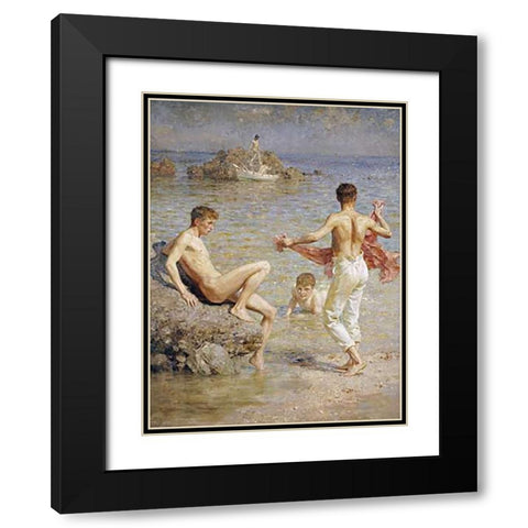 Gleaming Waters Black Modern Wood Framed Art Print with Double Matting by Tuke, Henry Scott