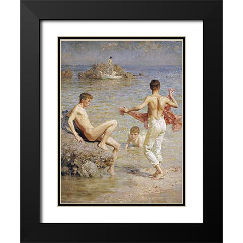Gleaming Waters Black Modern Wood Framed Art Print with Double Matting by Tuke, Henry Scott