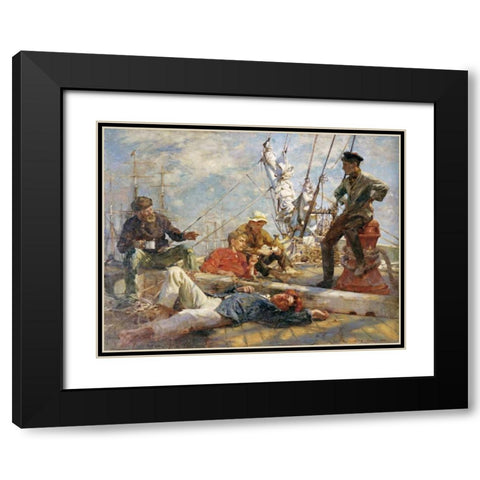 The Midday Rest Black Modern Wood Framed Art Print with Double Matting by Tuke, Henry Scott