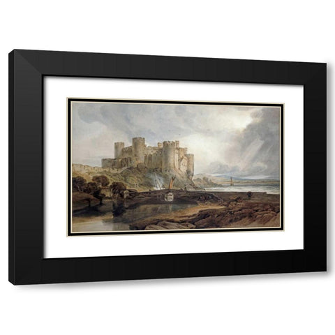 Conway Castle Black Modern Wood Framed Art Print with Double Matting by Turner, Joseph M.W.