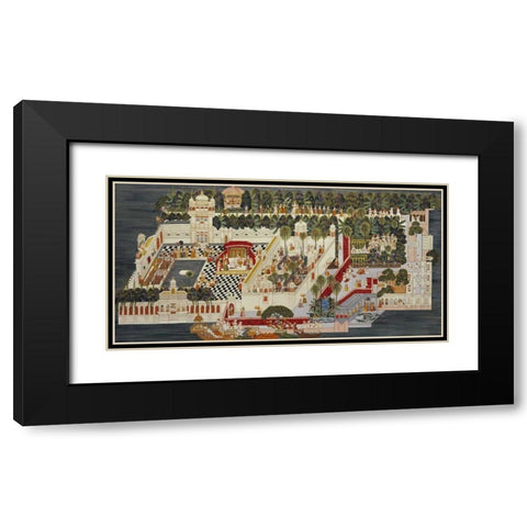The Lake Palace Black Modern Wood Framed Art Print with Double Matting by Udaipur