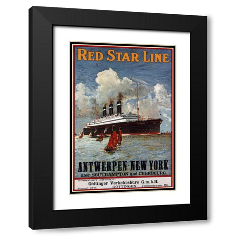 Red Star Line, Antwerpen-New York Black Modern Wood Framed Art Print with Double Matting by Unknown