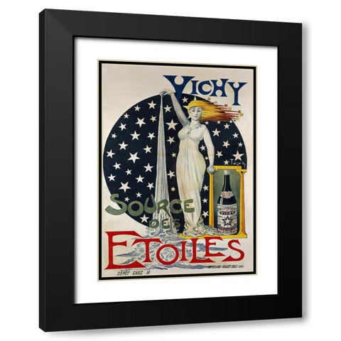 Vichy, Source Des Etoiles Black Modern Wood Framed Art Print with Double Matting by Unknown