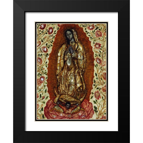The Virgin of Guadeloupe Black Modern Wood Framed Art Print with Double Matting by Unknown