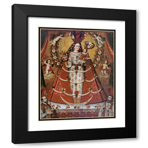 Our Lady of The Rosary Black Modern Wood Framed Art Print with Double Matting by Unknown