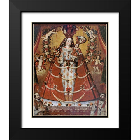 Our Lady of The Rosary Black Modern Wood Framed Art Print with Double Matting by Unknown