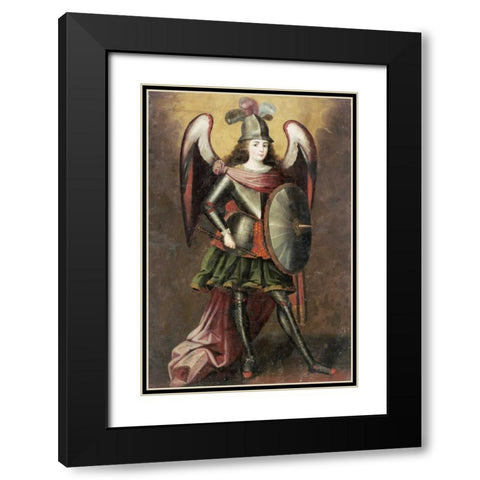 Archangel Michael Black Modern Wood Framed Art Print with Double Matting by Unknown
