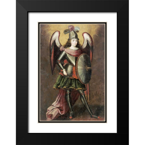 Archangel Michael Black Modern Wood Framed Art Print with Double Matting by Unknown