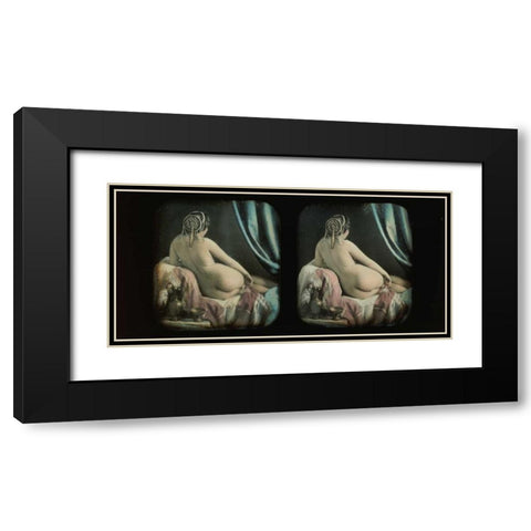 Reclining Nude Black Modern Wood Framed Art Print with Double Matting by Unknown