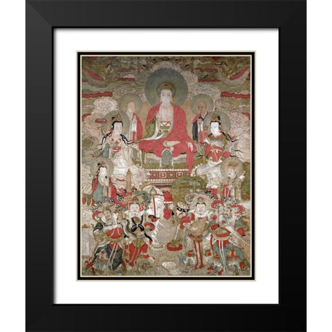 Buddhas Black Modern Wood Framed Art Print with Double Matting by Unknown