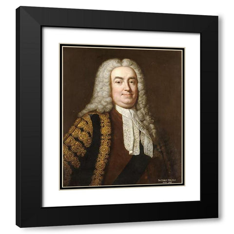 Portrait of Sir Robert Walpole Black Modern Wood Framed Art Print with Double Matting by Van Loo, Jean Baptiste