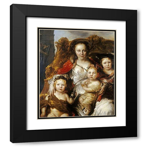 A Pastoral Group Portrait Black Modern Wood Framed Art Print with Double Matting by Van Noordt, Jan