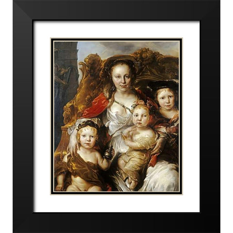 A Pastoral Group Portrait Black Modern Wood Framed Art Print with Double Matting by Van Noordt, Jan