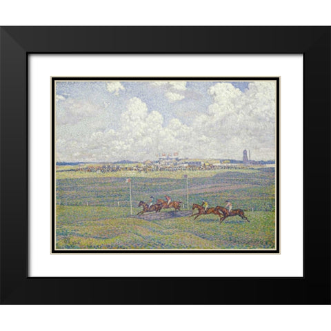 The Racecourse at Boulogne-Sur-Mer Black Modern Wood Framed Art Print with Double Matting by Van Rysselberghe, Theo