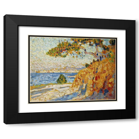 Countryside at Noon Black Modern Wood Framed Art Print with Double Matting by Van Rysselberghe, Theo